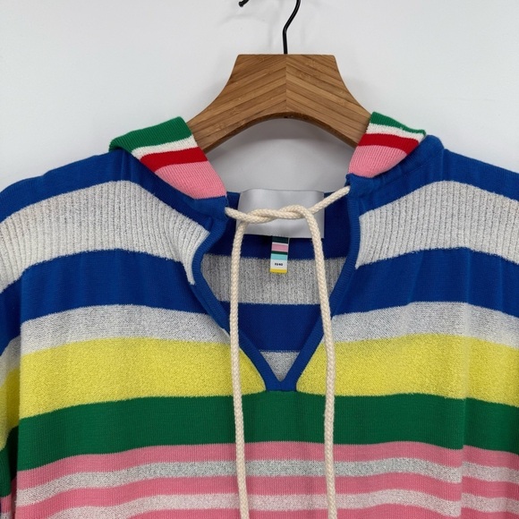 Mira Mikati Striped Cotton Blend Mixed Media Hoodie Sweater Size 40 or US 8 - Picture 7 of 14
